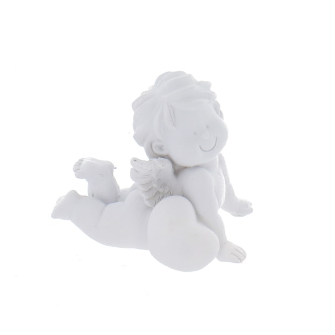 Putte liegend mit Herz - ca. 11,5 x 9 x 9,5 cm
