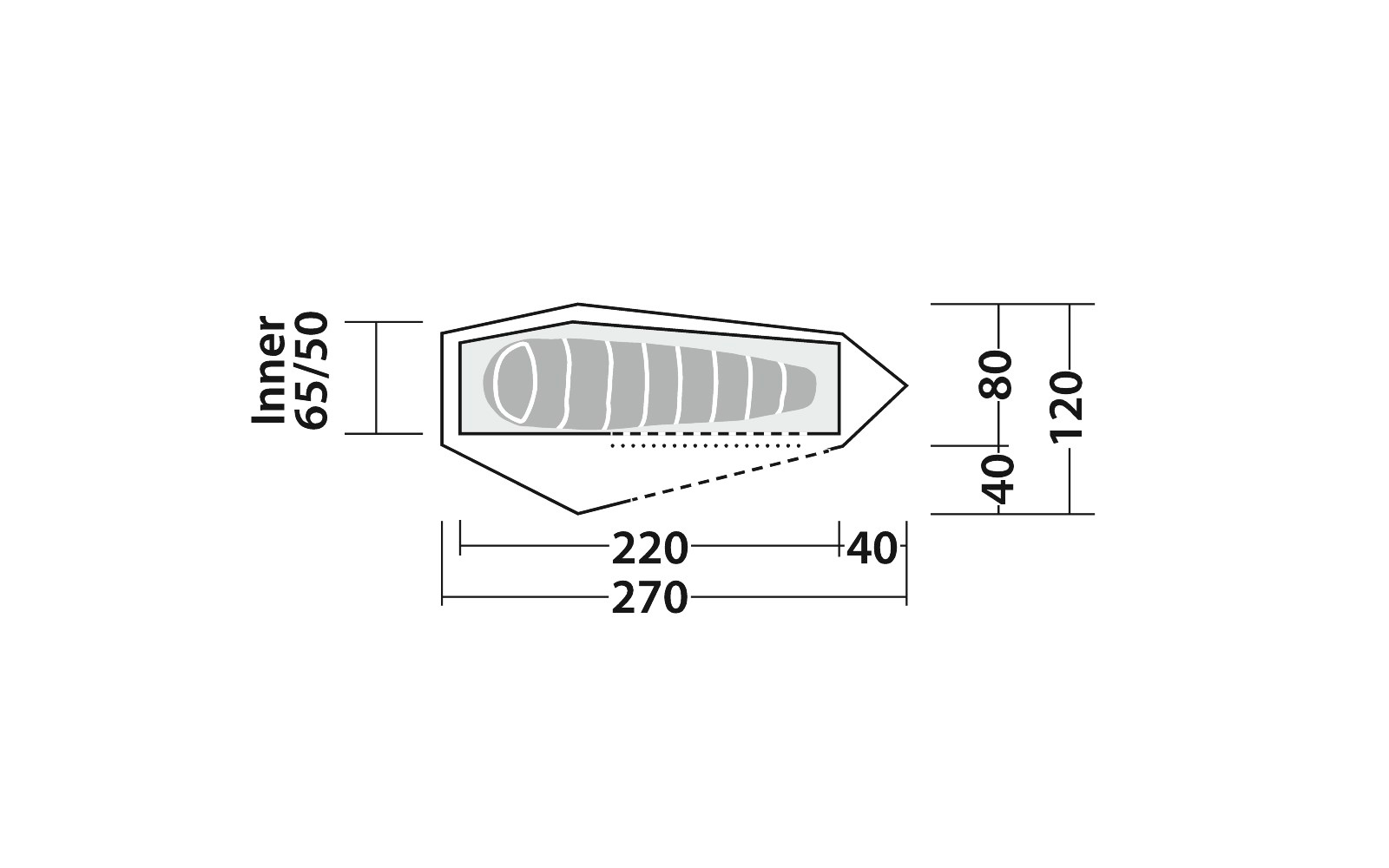 Robens Arrow Head Tunnelzelt 270 x 120 x 95 cm für 1 Person