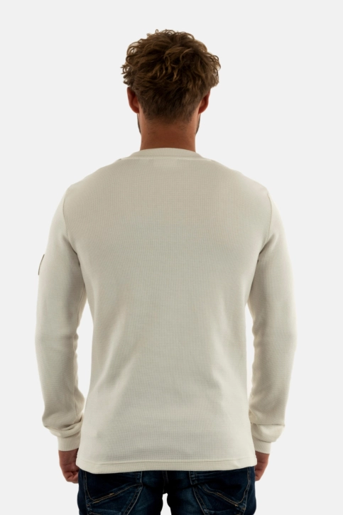 Tee shirt manches longues calvin klein jeans waffle ybi ivory