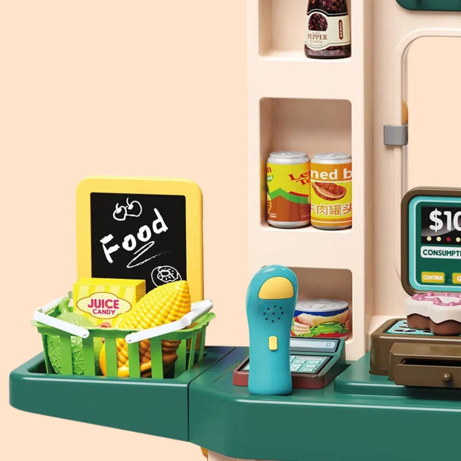 Coemo Supermarkt Florian Kaufladen TÜRKIS mit viel Zubehör