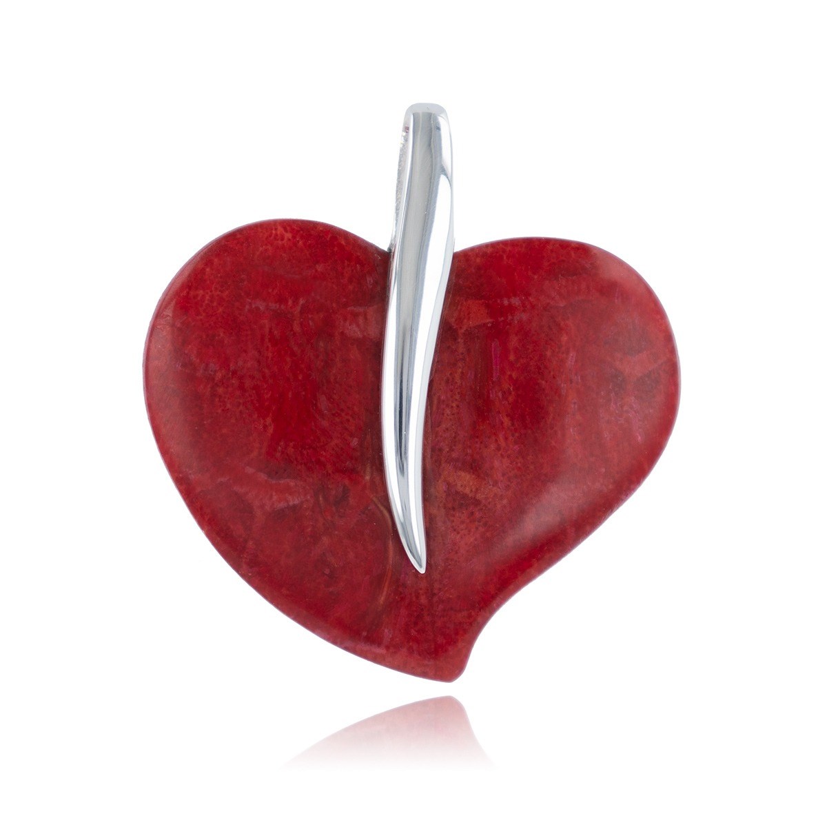 Pendentif ADEN forme coeur Corail Gorgone sur Argent 925-000