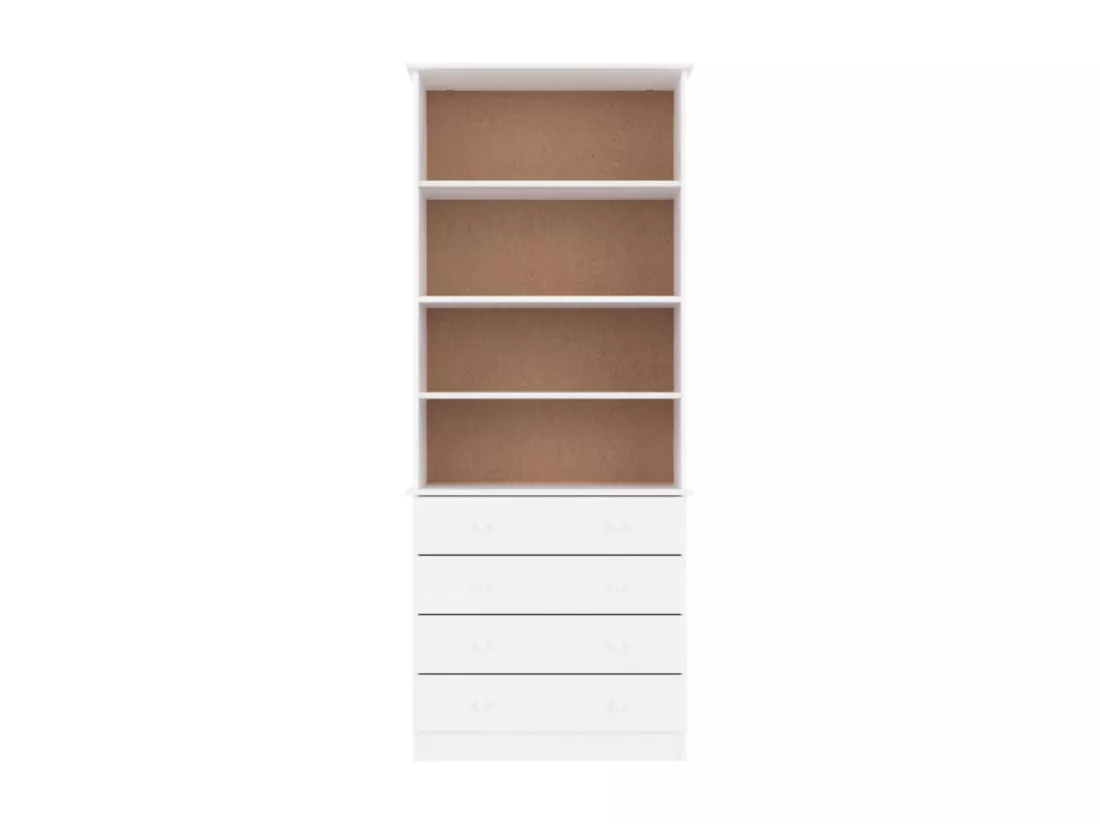 Bibliothèque tiroirs ALTA blanc 77x35x186,5cm bois massif pin