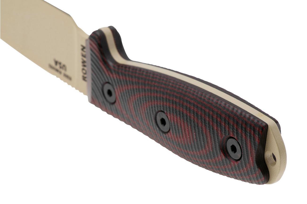 ESEE Model 3 Desert Tan Blade 3D Blood-Black G10 survivalmes 3PMDT-004 zwarte schede   riemclip