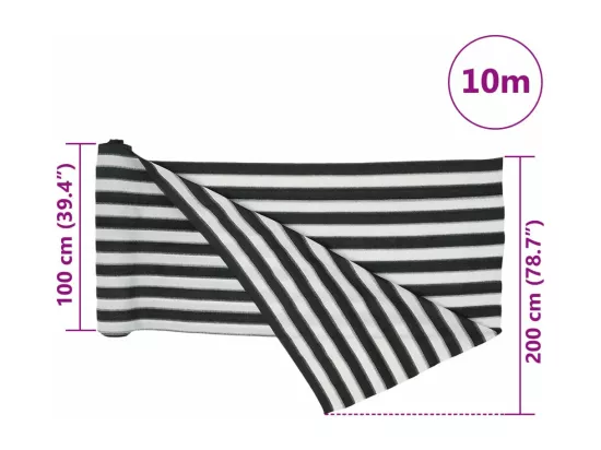 Filet brise-vue anthracite et blanc 2x10 m PEHD 75 g/m²