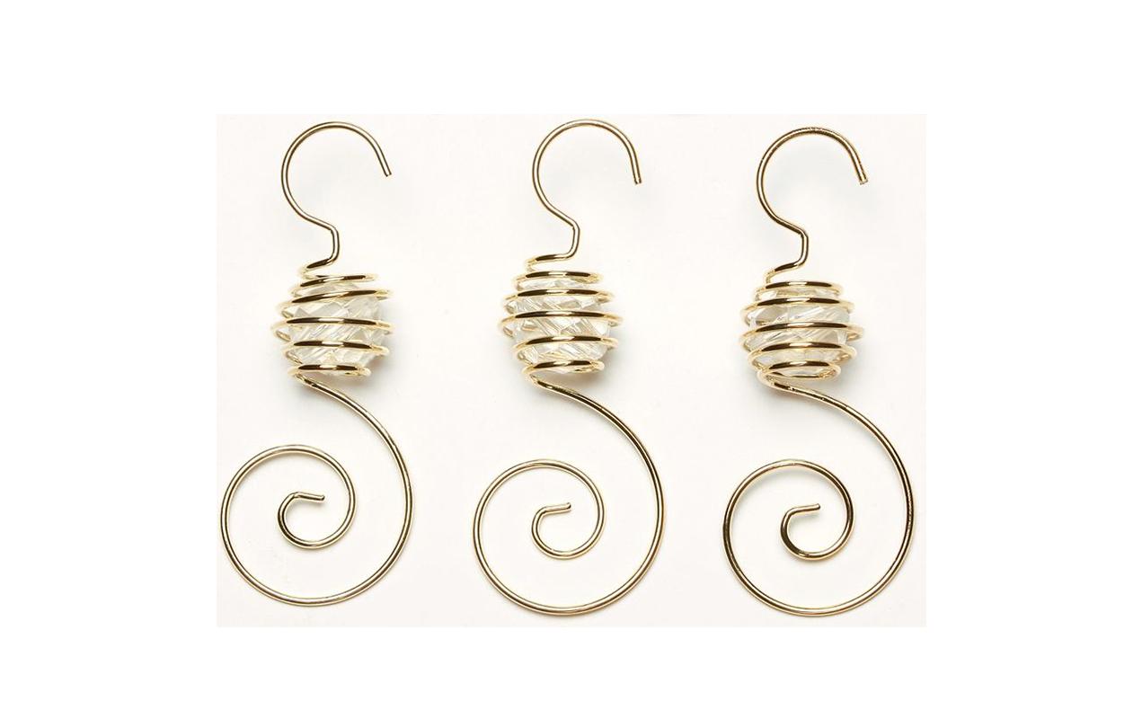 Spiralhänger mit Perle 7 cm Gold, 6 StückHaken aus Metall