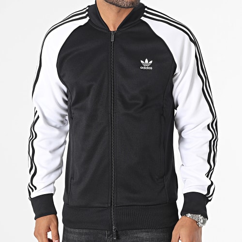 Veste Zippée A Bandes SST IK7025 Noir Blanc