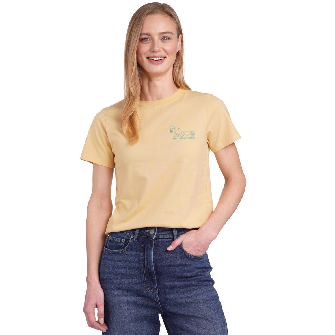 Jonas Nielsen Peanuts T-Shirt mit Stickerei hellgelb