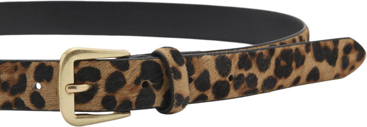 MANGO Leopard leather belt Brown