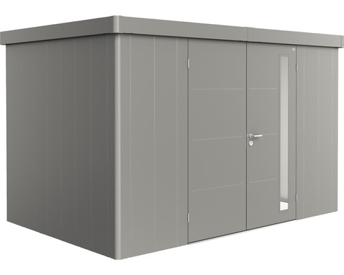 Biohort Neo 2D tuinhuis met dubbele deuren, 348 x 236 cm, kwartsgrijs metallic