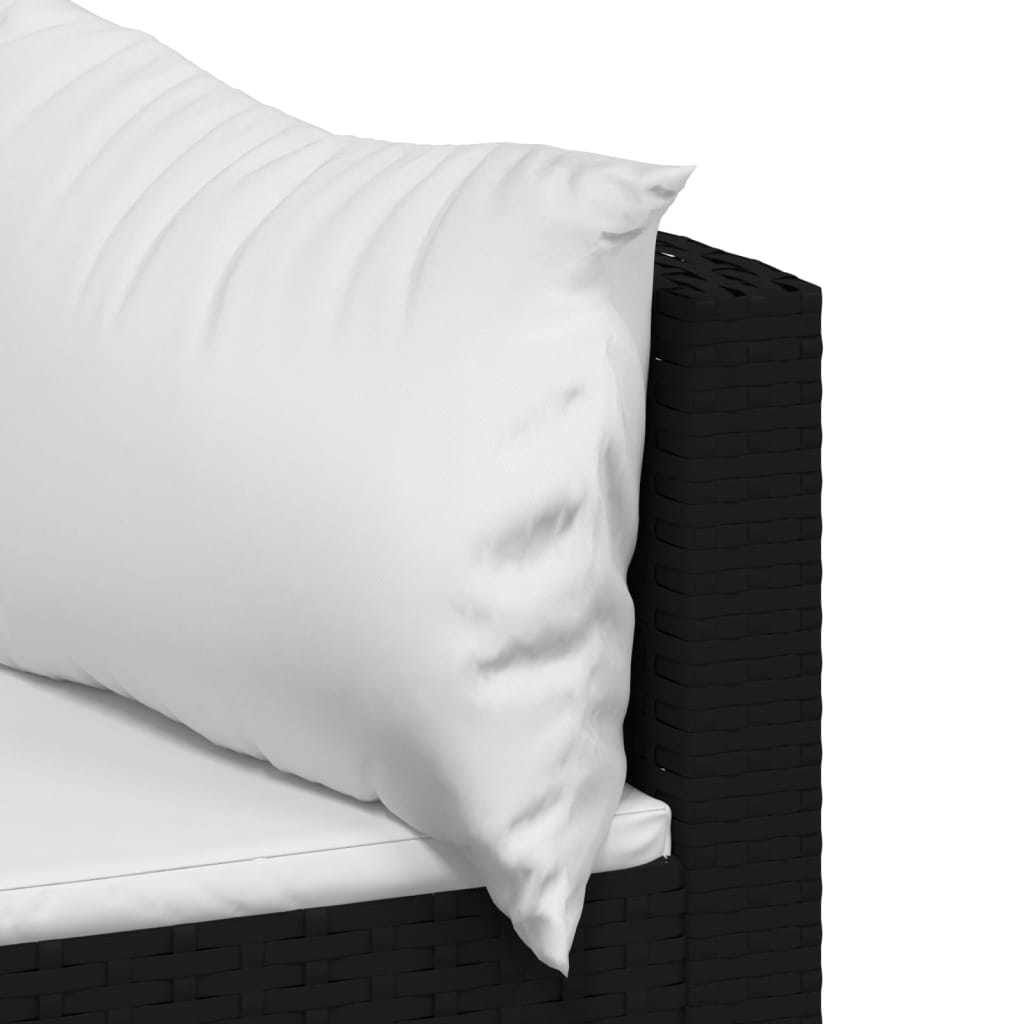 Salon de jardin meuble d'extérieur ensemble de mobilier 4 pièces avec coussins noir résine tressée