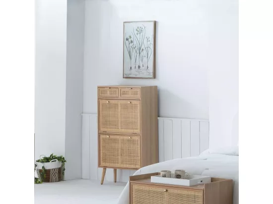Meuble à chaussures en bois et grille marron 70x32x120h