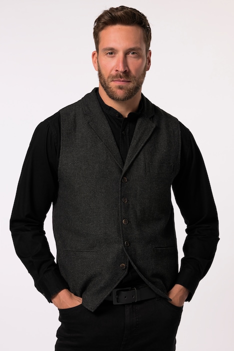 JP 1880 Tweed-Weste FLEXNAMIC®, Revers, Strickrücken