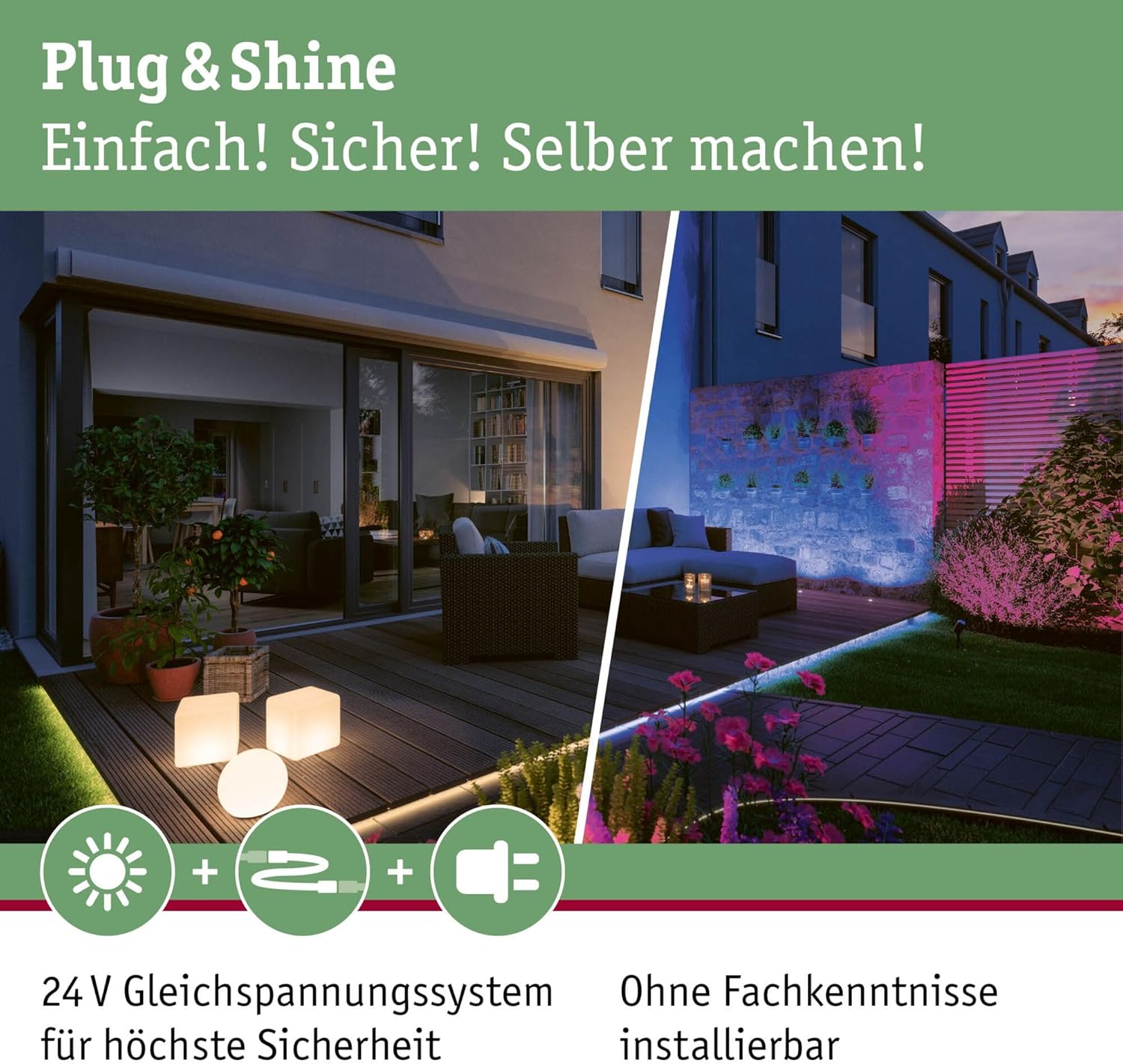 Paulmann 5217 Set Plug & Shine LED Gartenstrahler Sting 6er-Set IP67 rund 52mm 3000K 6x6,4W 6x270lm 230/24V Anthrazit Aluminium