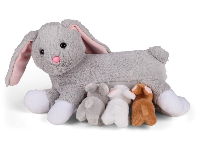 Mamanimals Kuscheltier Mama Hase & Babys 25 cm Hasenmama mit 3 kleinen Babys