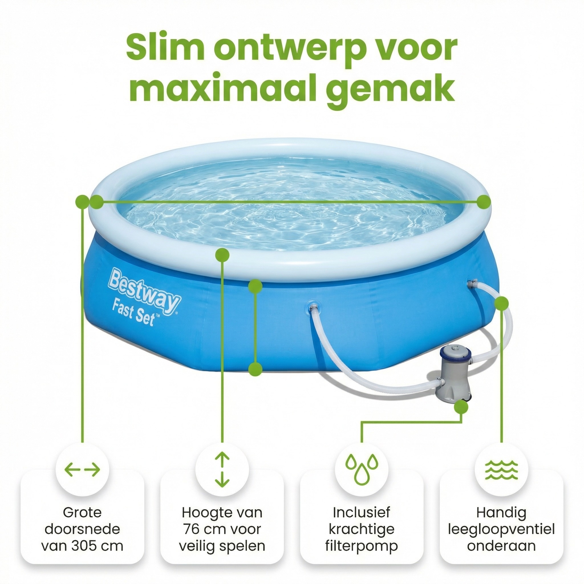 Bestway fast set 305x76cm zwembad – 3-delig