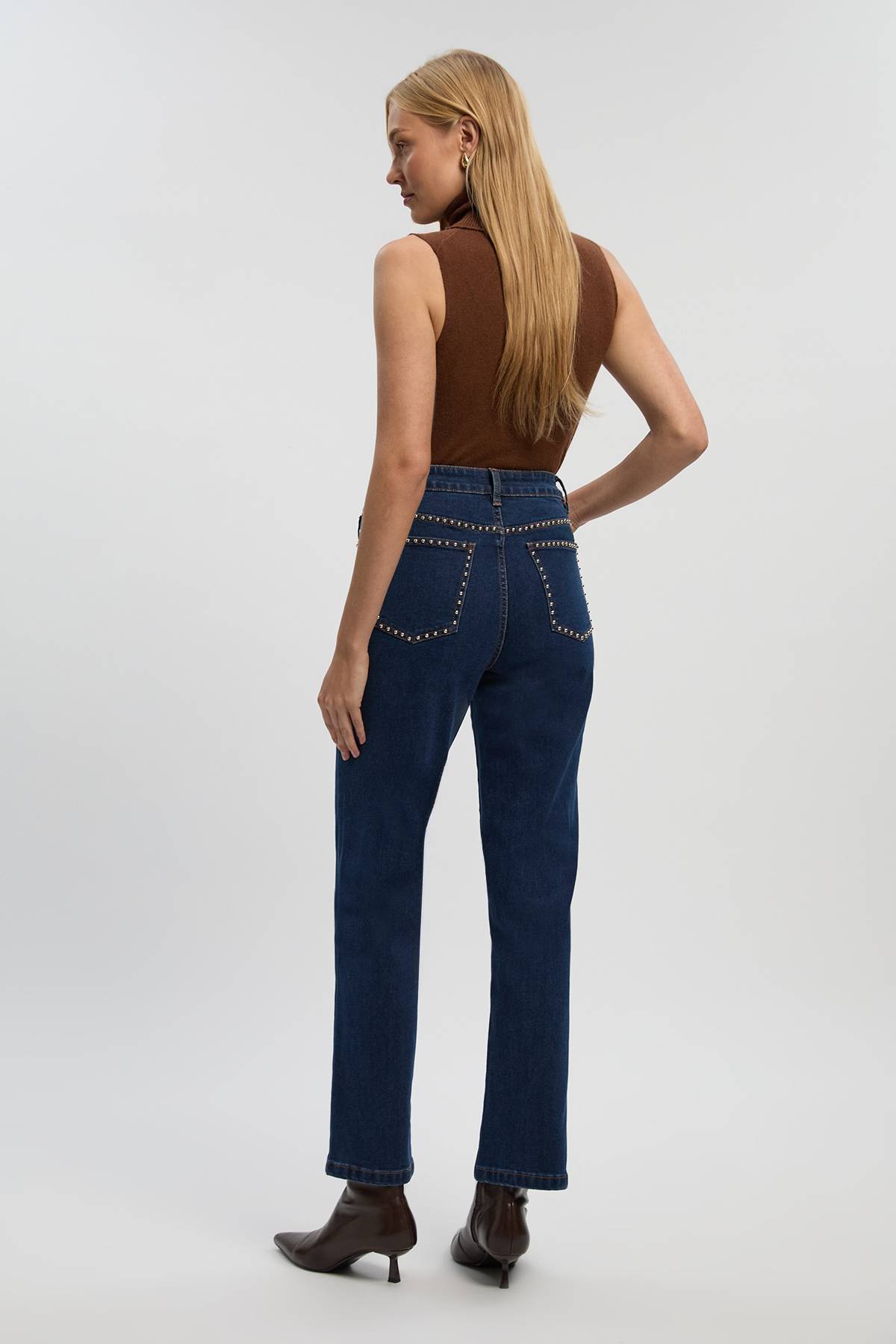 KarenMillen Jean Droit en Denim à Clous
