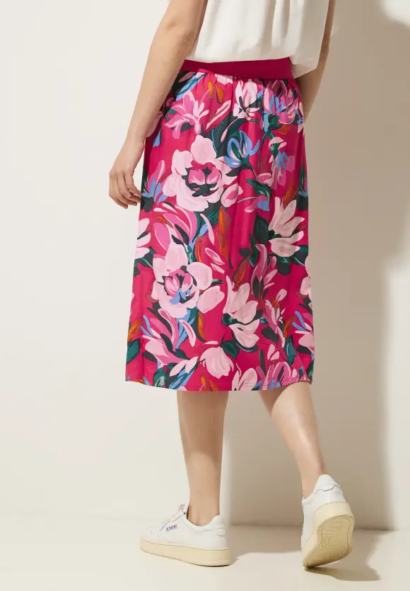 Midi Wickelrock mit Print - berry rose