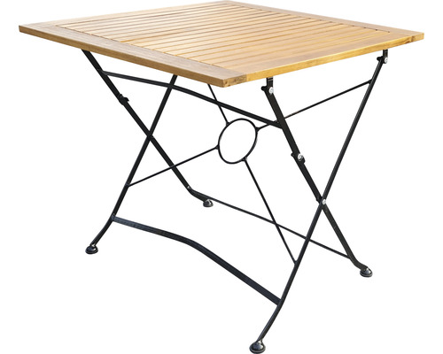 Garden Place Cami opklapbare tafel, 80 x 80 x 74 cm, acacia, bruin/zwart