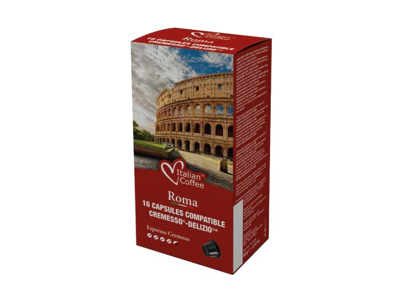 Italian Coffee Kaffeekapseln Delizio Romano Cremesso 16 Stü Kaffeekapseln für Delizio Maschinen