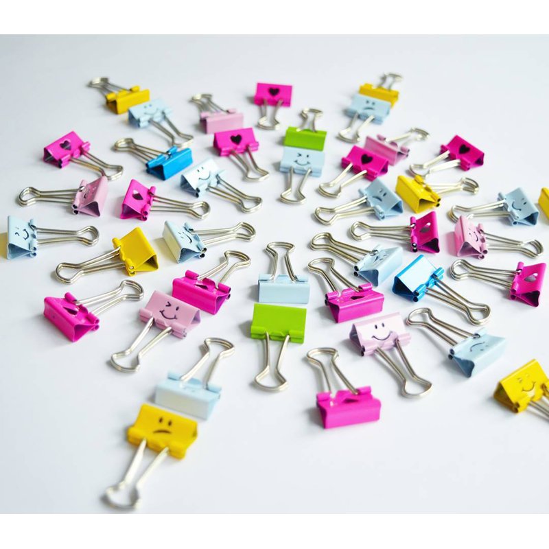 Pince double clip Emojis 19 mm Rapesco couleurs assorties - Boîte de 80