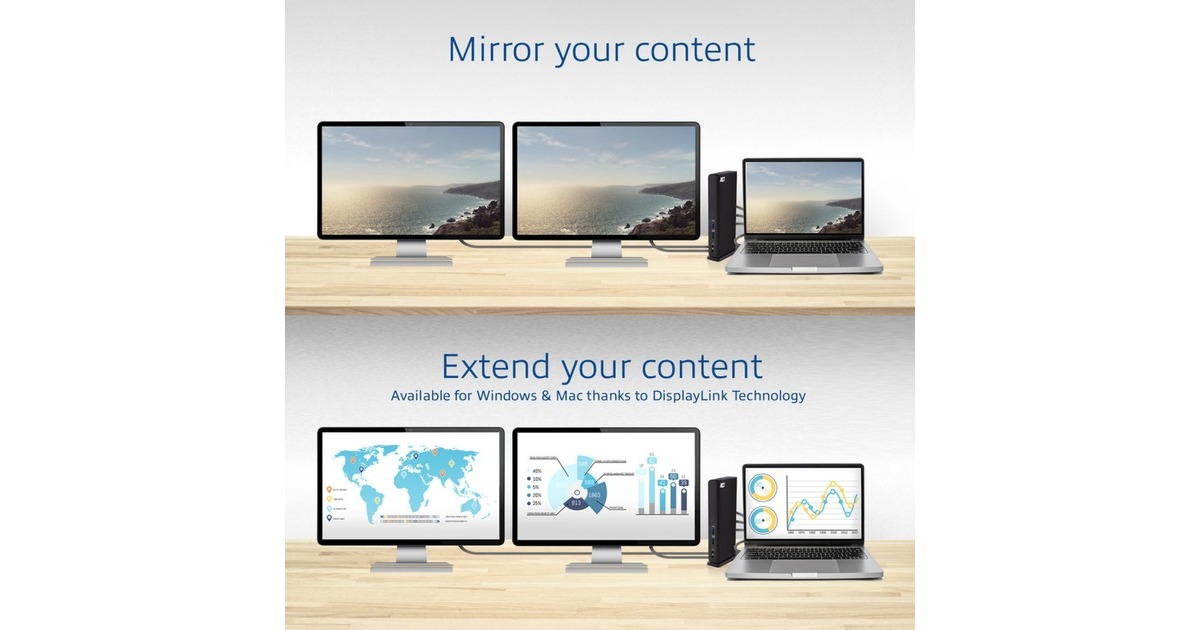 ACT ConnectivityUSB-C of USB-A Dual Monitor Docking Station  (Zwart)