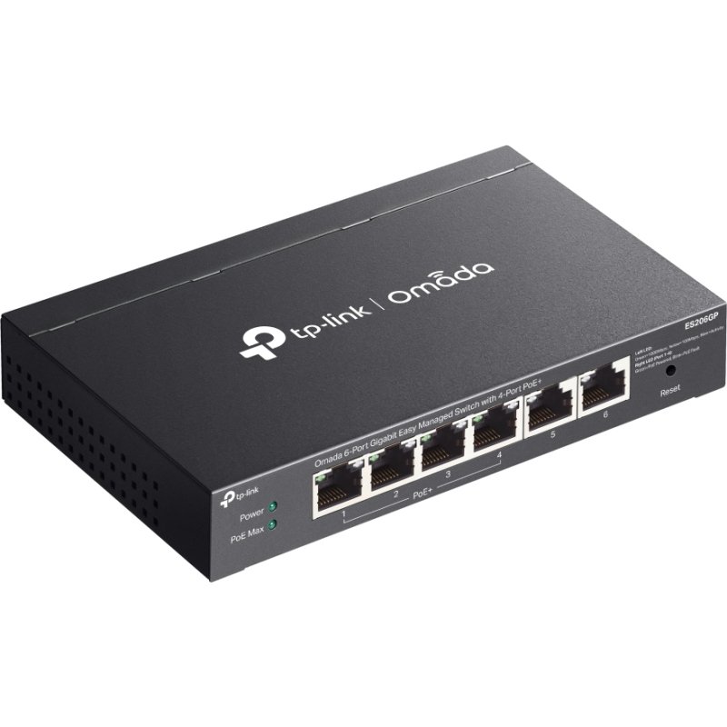 TP-Link Omada ES206GP commutateur réseau Géré Gigabit Ethernet (10/100/1000) Connexion Ethernet, supportant l'alimentation via ce port (PoE) Noir