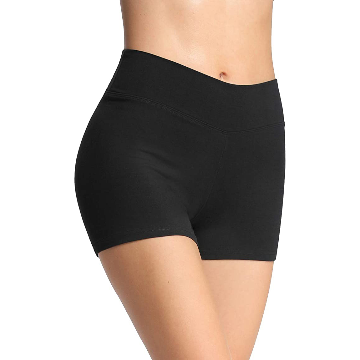 (Gr. XS) Elastische Leggings Sport Shorts Stretch Pants Radler Hose - Schwarz