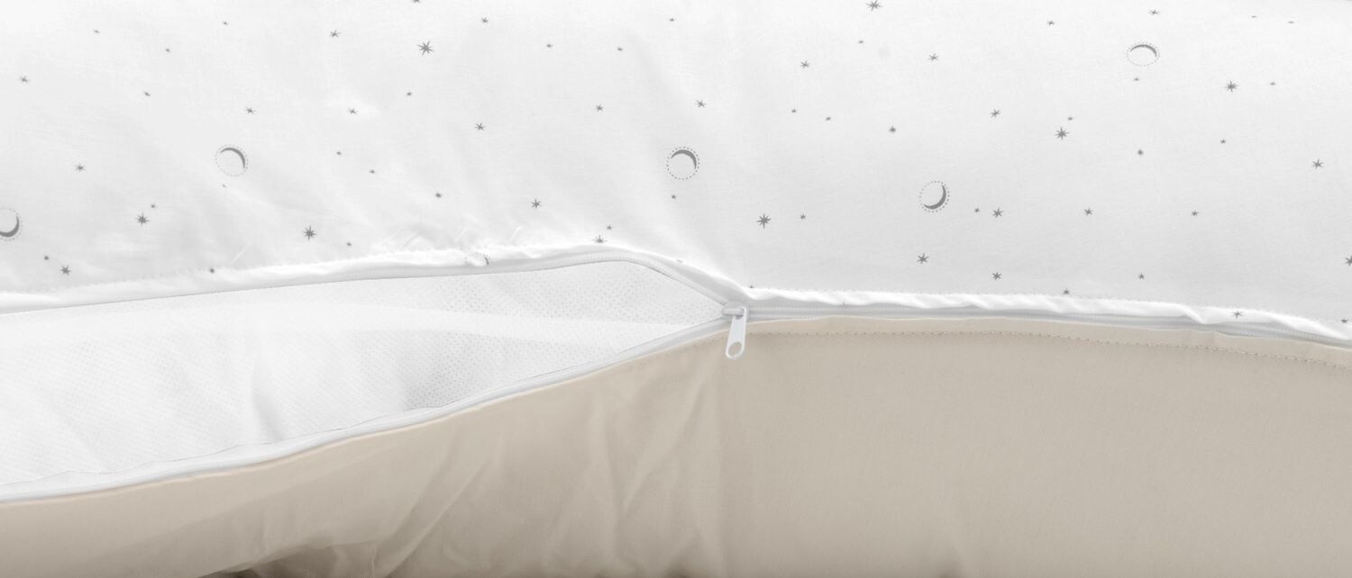 Kikkaboo Stillkissen Dream Big 150 cm lang, 100% Baumwolle, Bezug abnehmbar beige