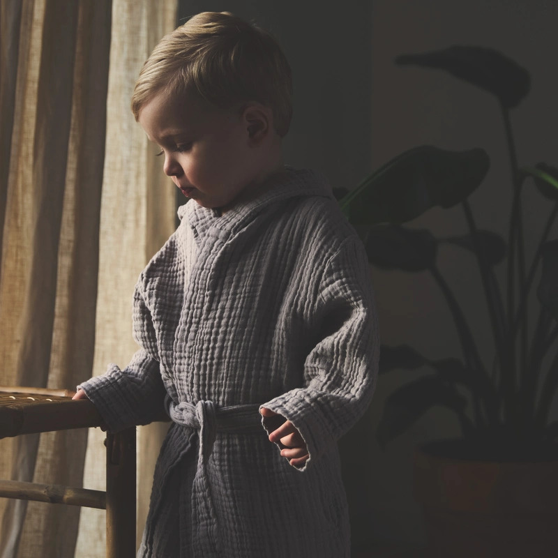 Lille Kanin Bathrobe Muslin 1-2 Years - Brown Smoke