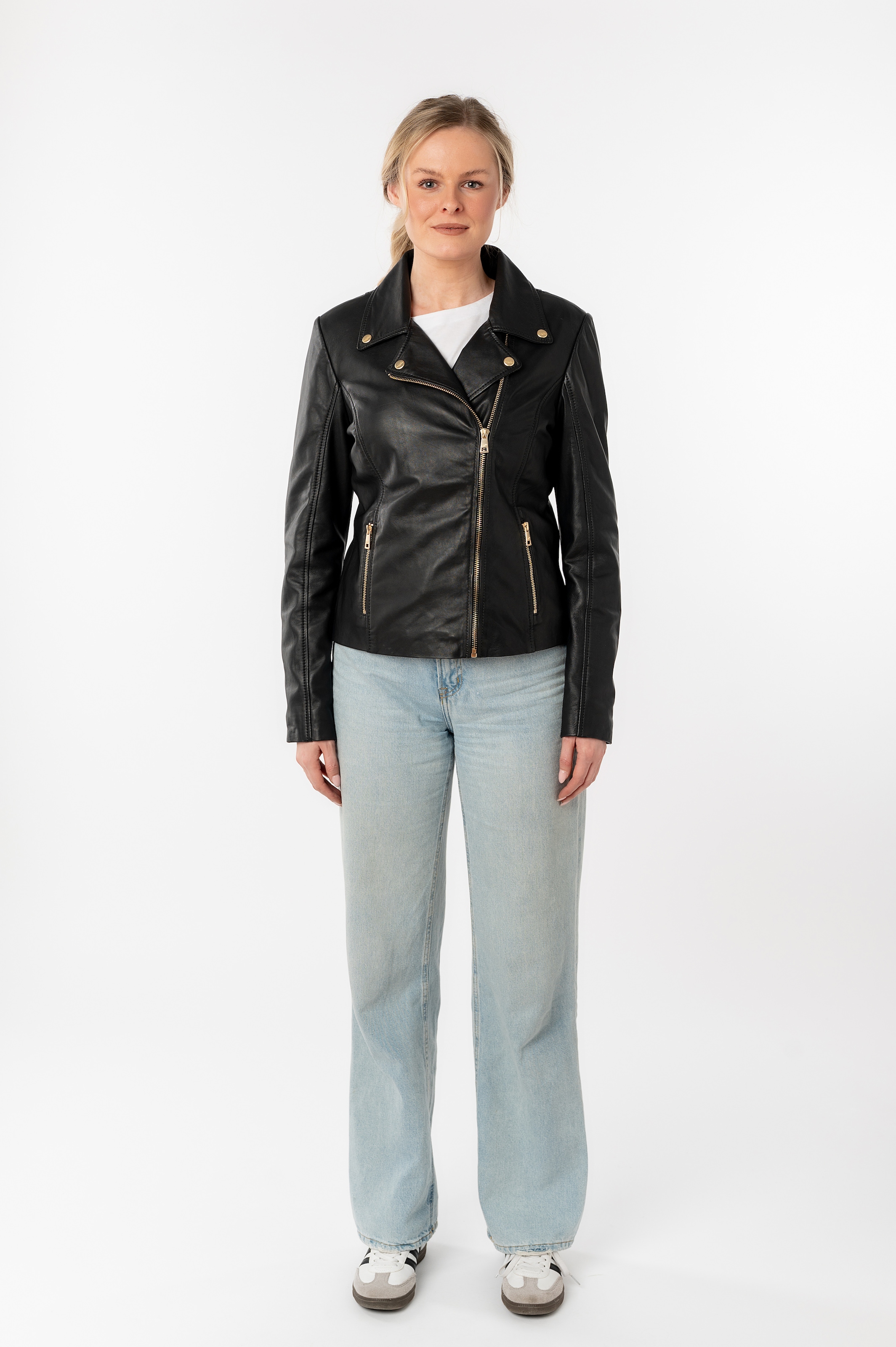 Mauritius Lederjacke »MWFylli« mit Knopfdetails, Reverskragen