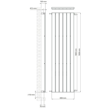 Haceka designradiator Negev aluminium structuur 858 Watt 184x41 cm