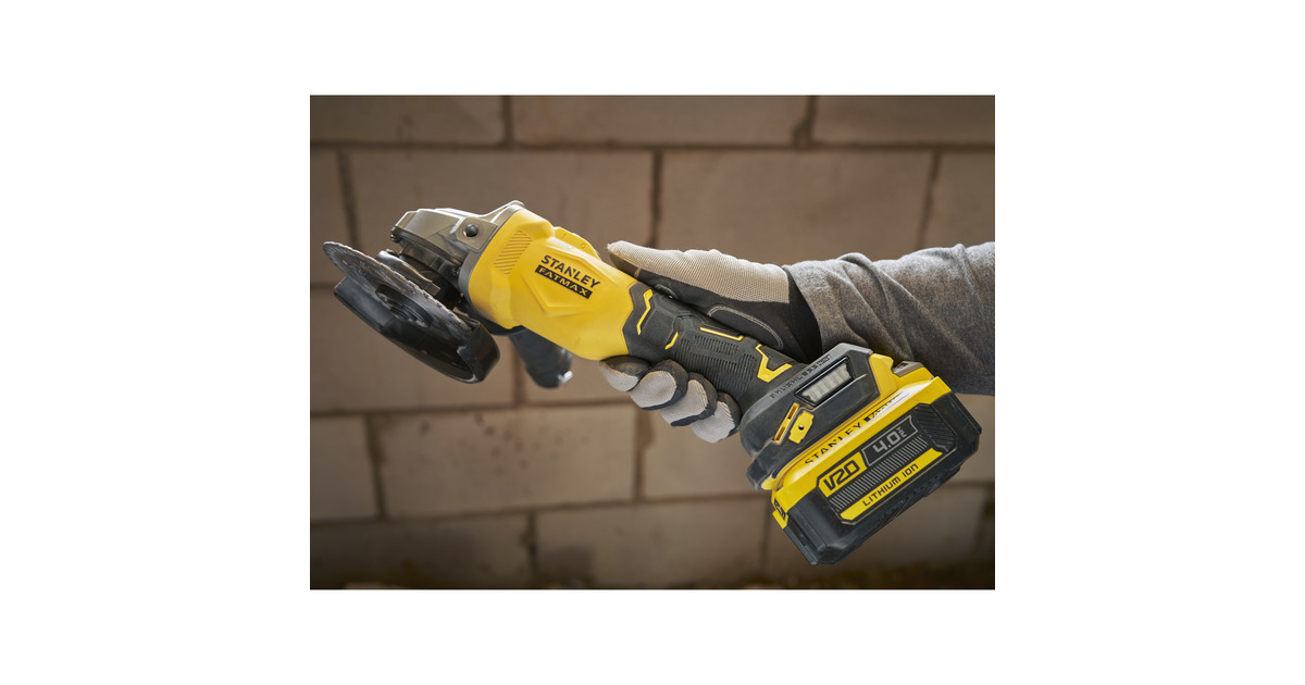 StanleyFATMAX V20 18V Haakse slijper 125mm  (Zwart/geel, Accu en oplader inbegrepen, met koffer)