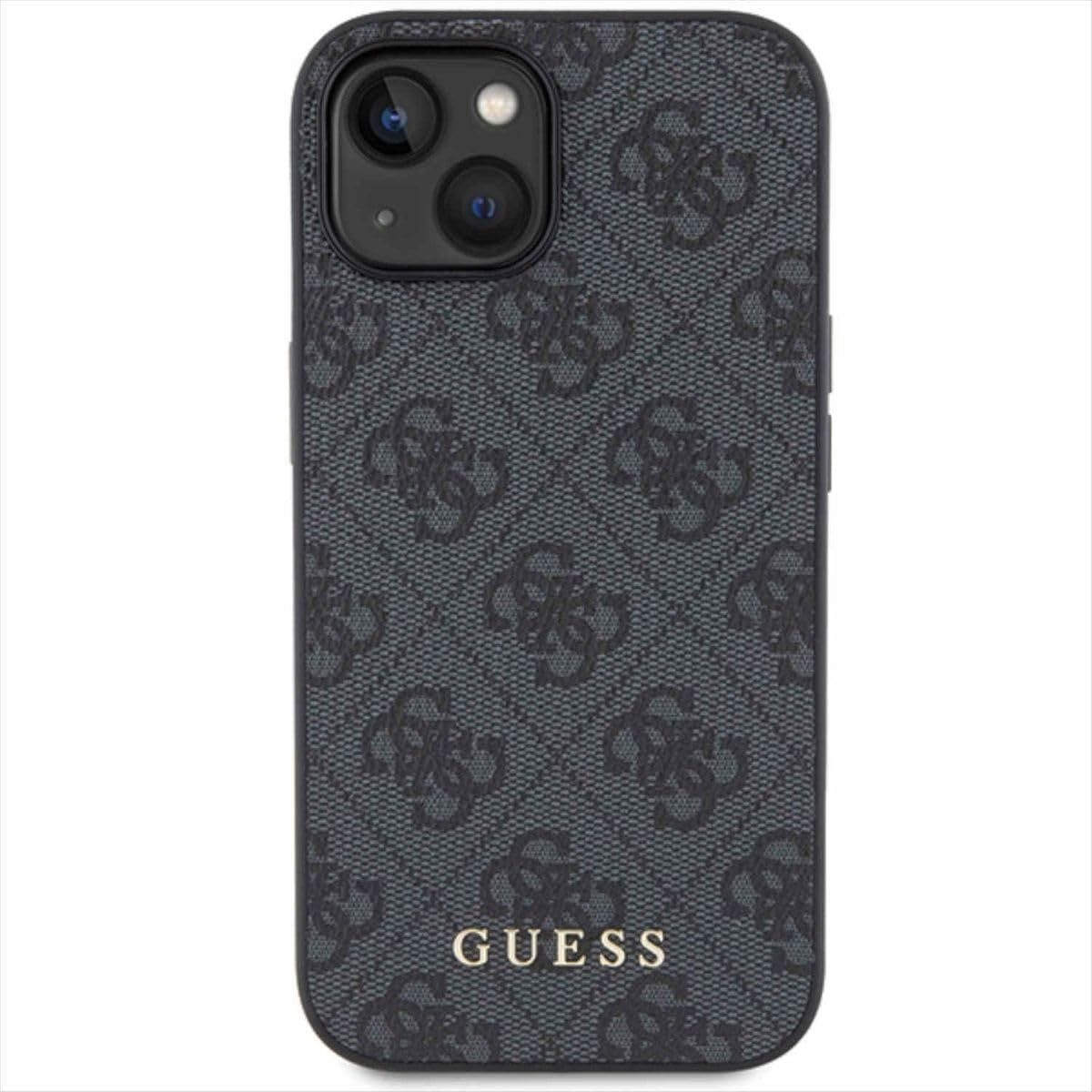 iPhone 15 Leder Hardcase Hülle 4G Metal Logo (GUHCP15SG4GFGR) - Schwarz