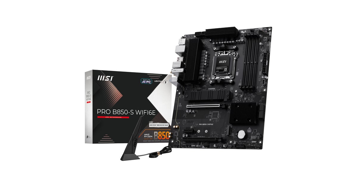 MSIPRO B850-S WIFI6E socket AM5 moederbord  (Zwart/zilver, RAID, 2.5Gb-LAN, Wi-Fi 6E, BT 5.3, Sound, ATX)