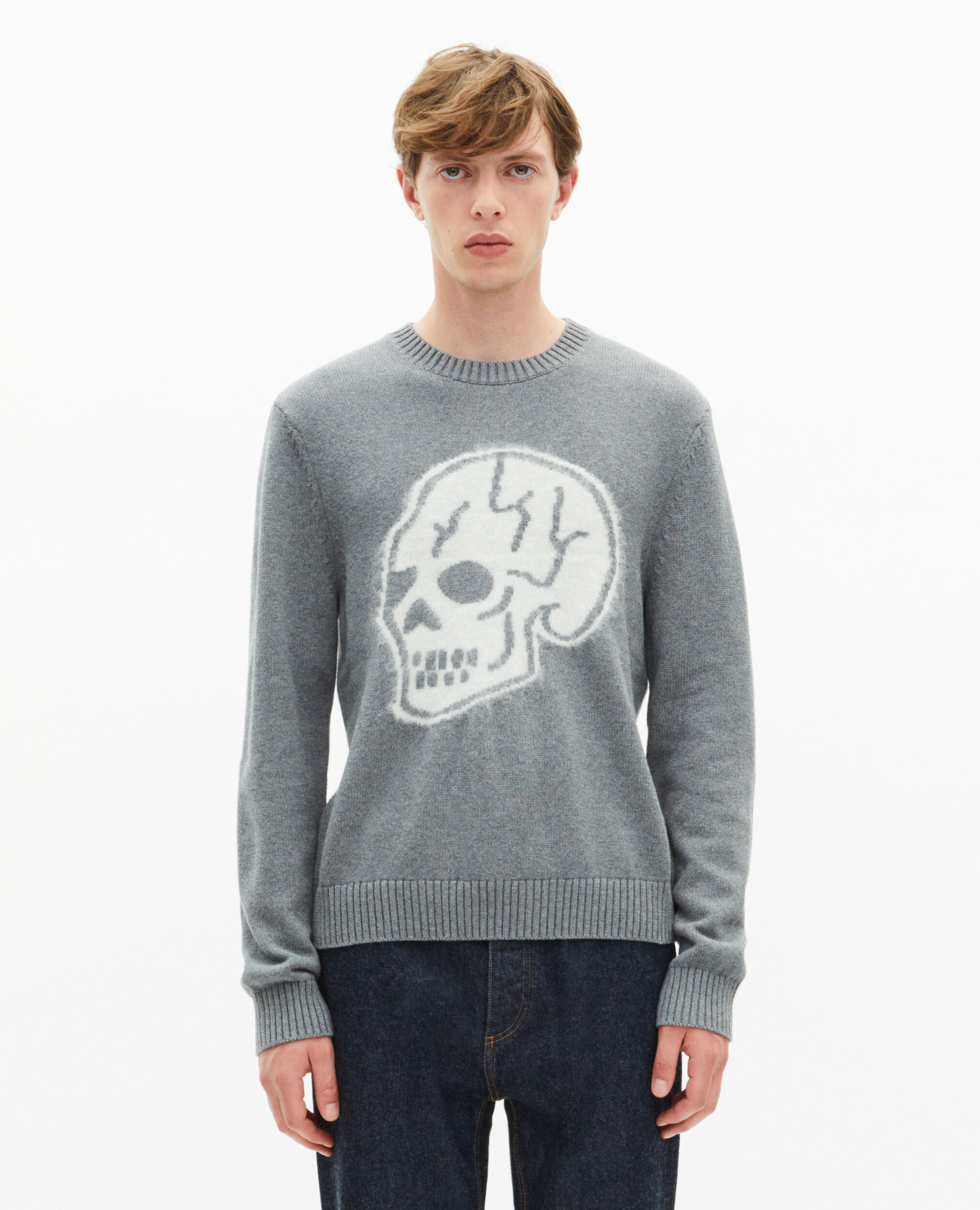 Pull tête de mort gris clair