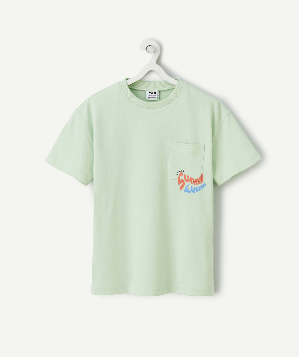t-shirt manches courtes garçon vert en coton bio thème tokyo