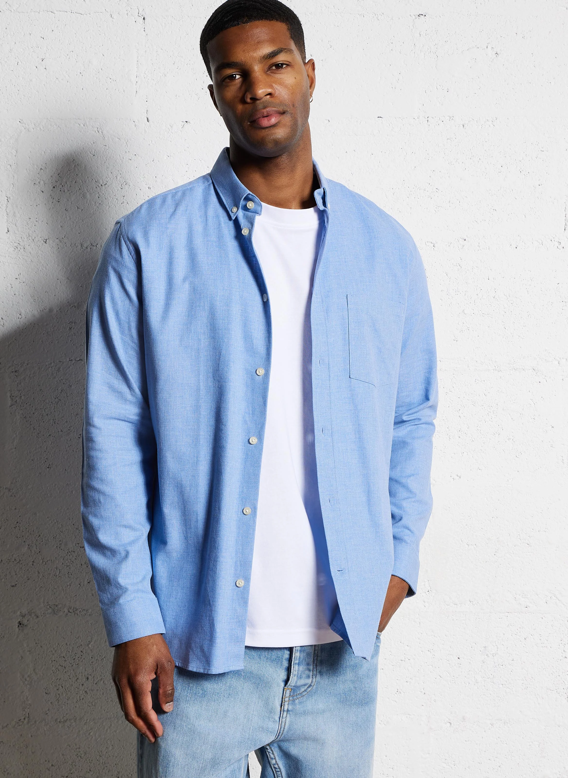 CLANNEL - Chemise regular en coton | Bleu