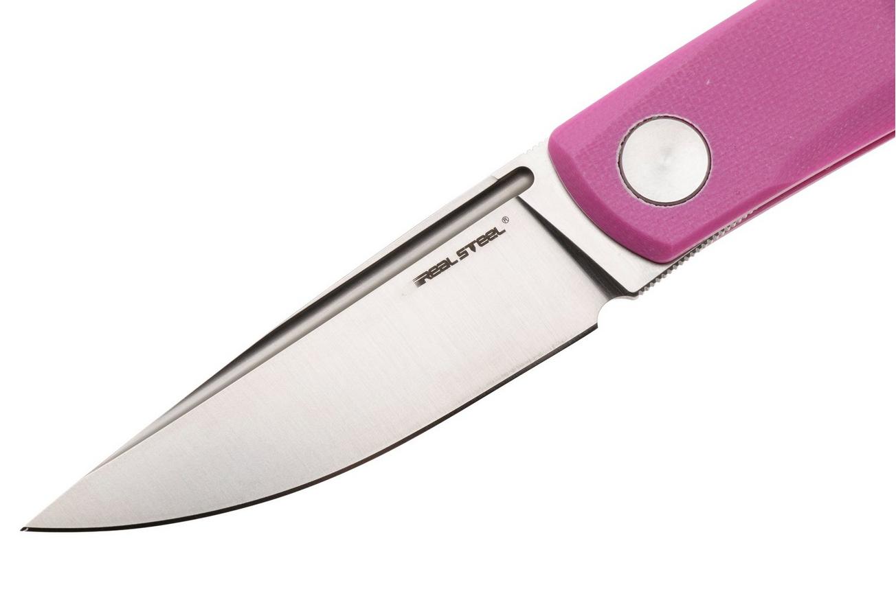 Real Steel Luna Phantom Flipper Double Detent 7008PS Satin D2, Pink G10, zakmes