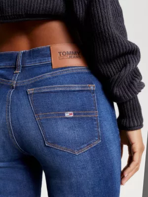 Calça jeans Nora de cintura média, skinny e desbotada.