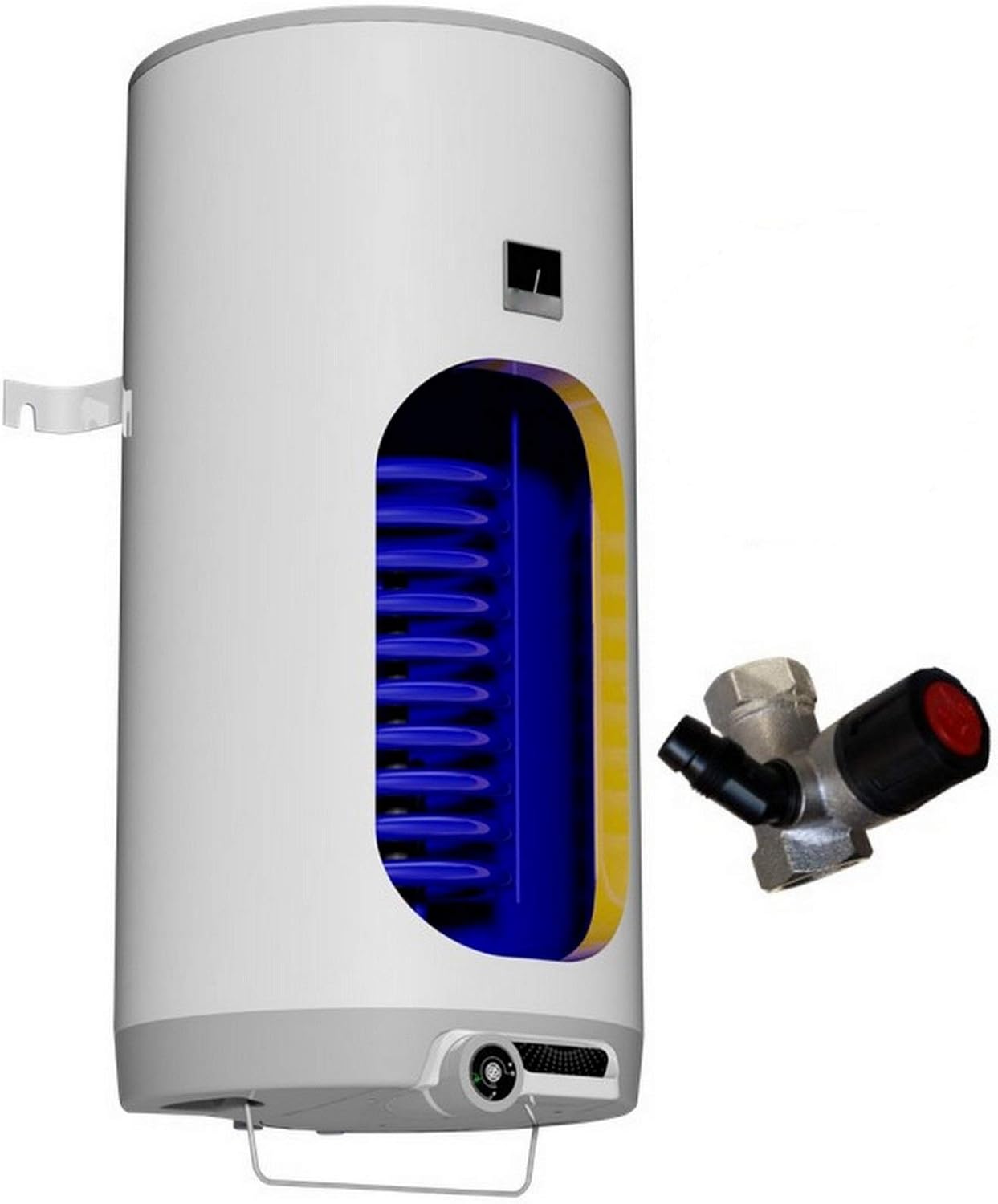Wandhängender kombinierter Warmwasserspeicher Kombispeicher Elektrospeicher mit 1 Wärmetauscher, verschleißfreier 2,2kW Keramikheizstab in der Größe 80 Liter