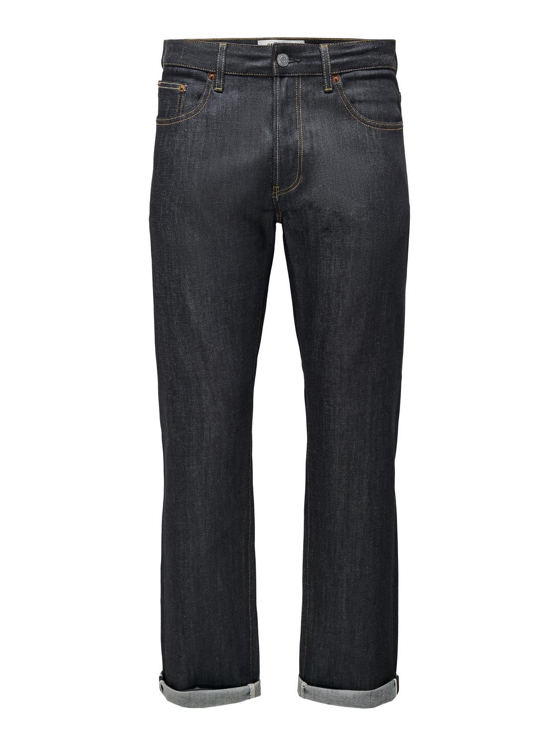 ONSEDGE Mittlere Taille Gerade geschnitten Jeans Dark Blue Denim