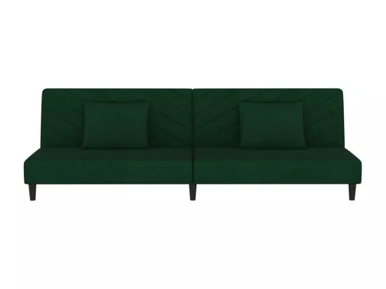 Canapé-lit à 2 places avec deux oreillers Vert foncé Velours