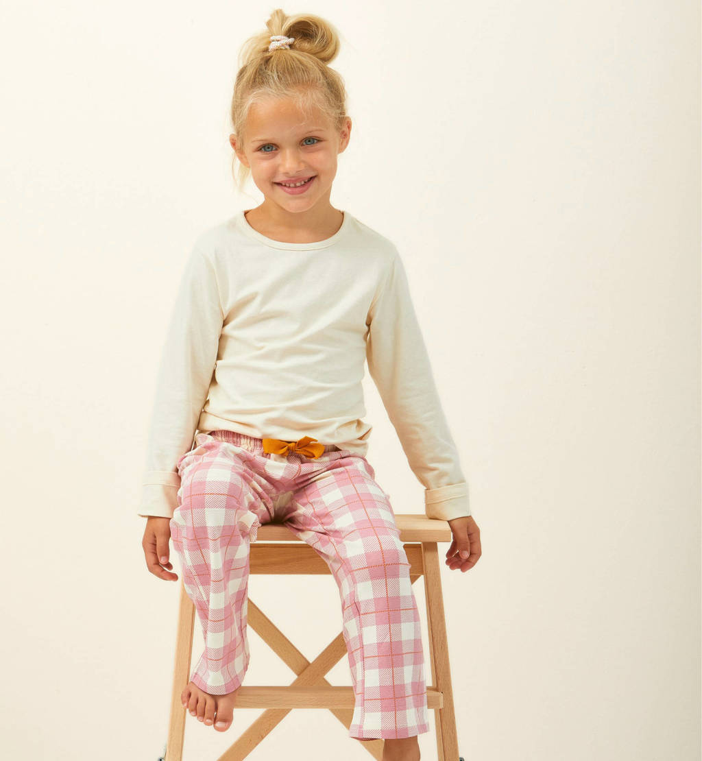 Little Label pyjama met roze geruite broek