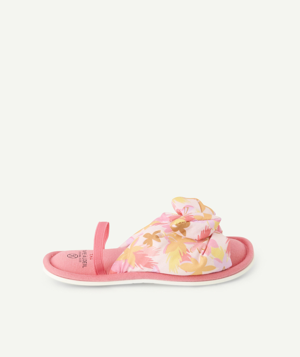chaussons fille rose ouverte imprimé fleuris