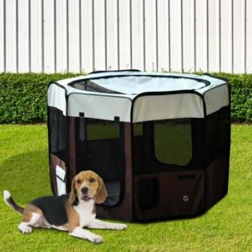 Parque infantil PawHut, para atividades de treino e quarto, cor creme/marrom