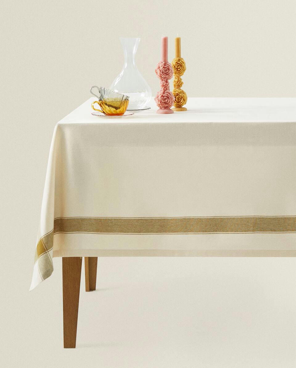 TOALHA DE MESA DE ALGODÃO COM FIOS TINGIDOS