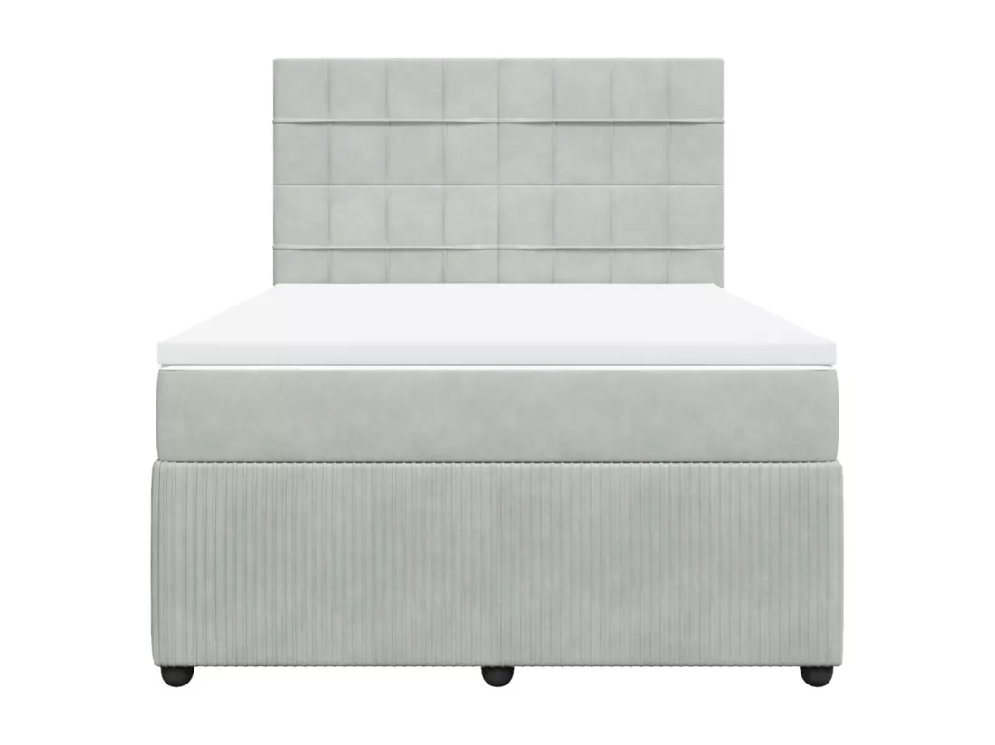 Sommier à lattes de lit et matelas Gris clair 160x200cm Velours