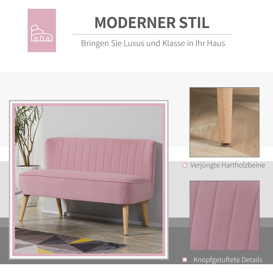 HOMCOM 2 Sitzer mit weicher Polsterung pink