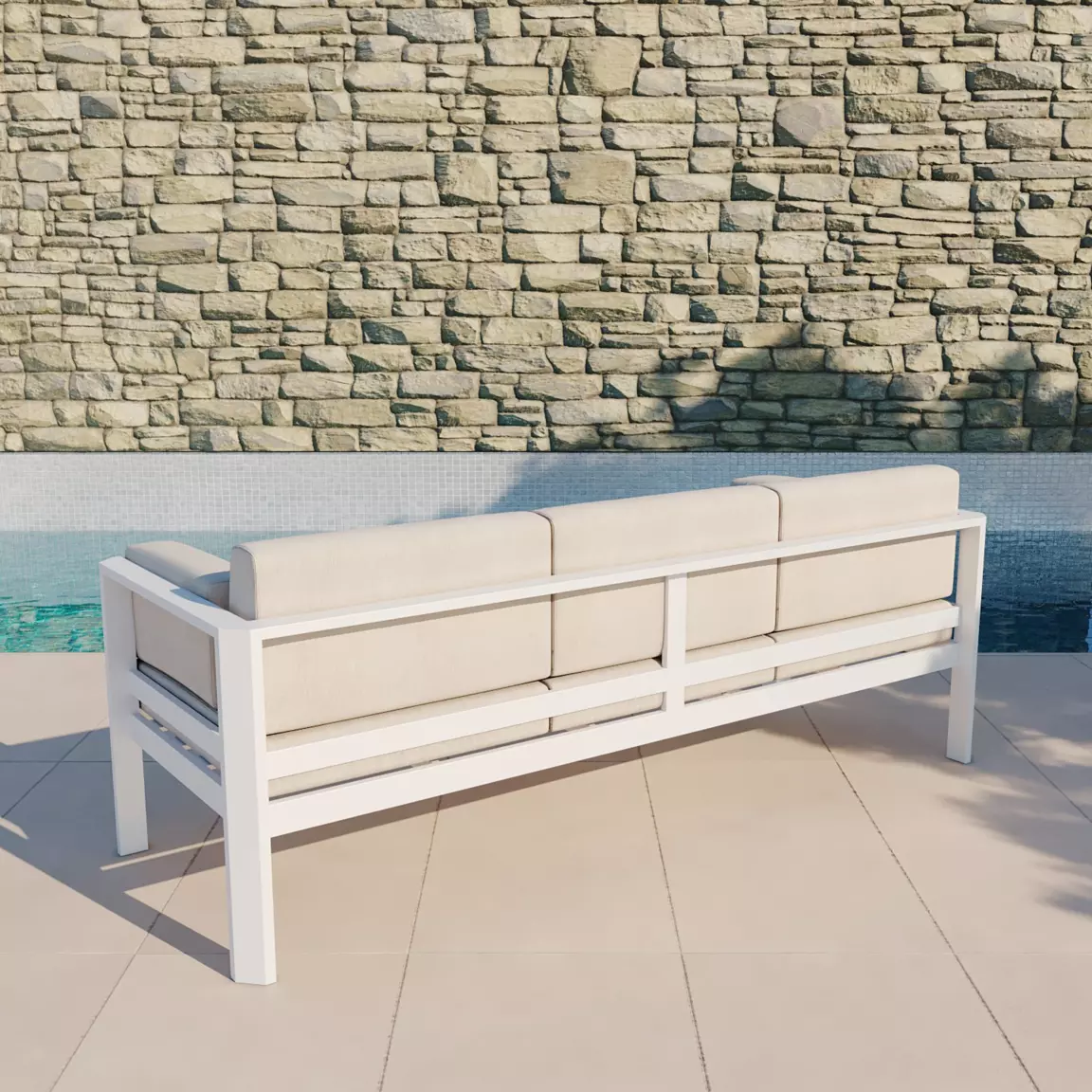 Salon de jardin en aluminium 5 places Ostara Blanc et taupe