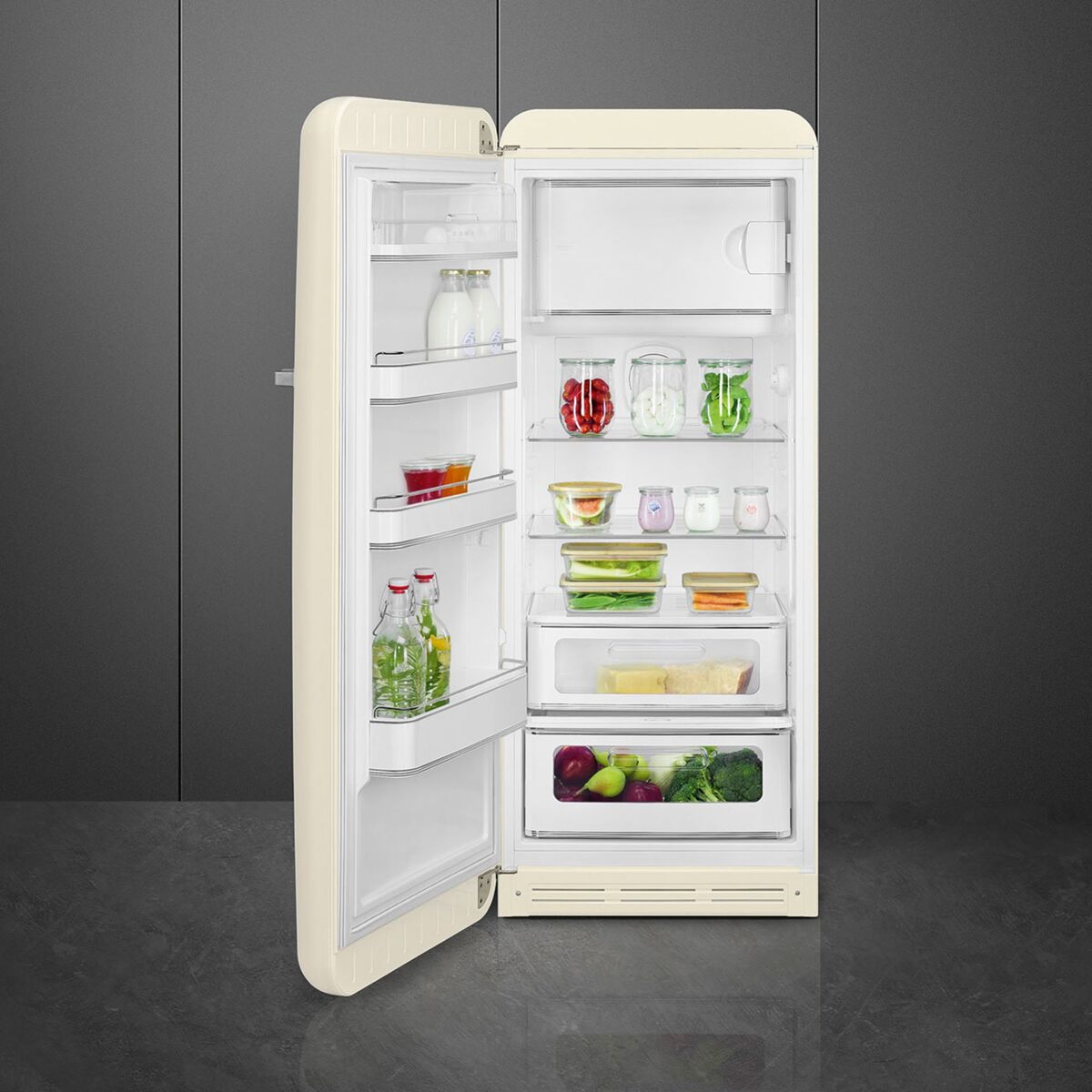 Smeg FAB28LCR6 Kjøleskap Med Fryser 153cm Venstrehengt Creme